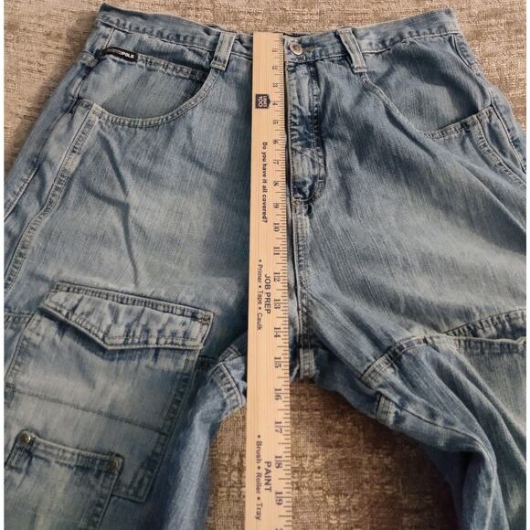 Vintage Southpole Baggy Jeans Size 38 Distressed Pockets Patchwork Rare - Picture 8 of 15